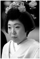 Bride with traditional make-up. Tokyo, Japan (black and white)