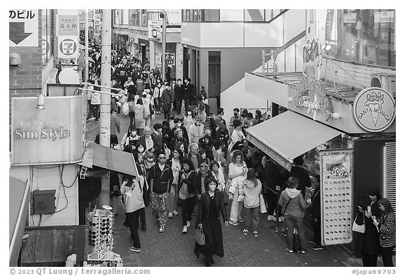 Takeshita Street, Harajuku. Tokyo, Japan (black and white)
