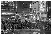 Shiboya crossing at night. Tokyo, Japan ( black and white)