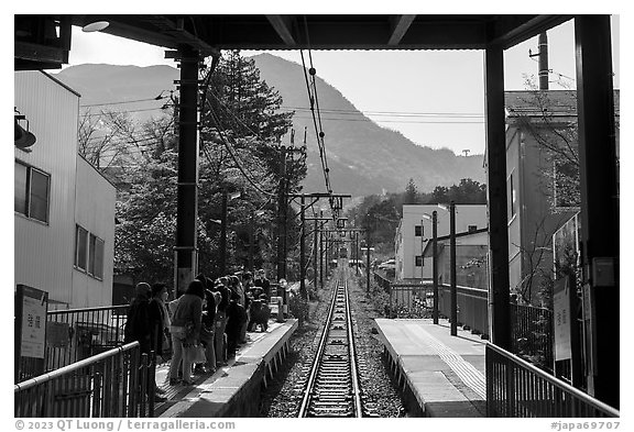 Cable-car from Gora Station, Hakone. Japan (black and white)