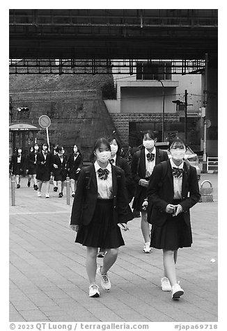 Schoolgirls in uniform, Yokohama. Japan