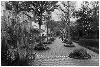 Alley in residential apartment complex, Yokohama. Japan ( black and white)