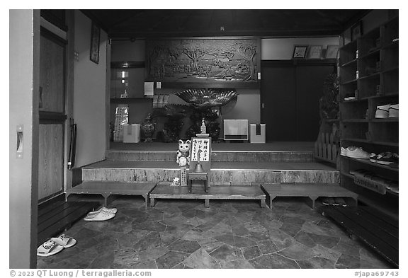 Ryokan entrance, Fujisawa. Japan (black and white)