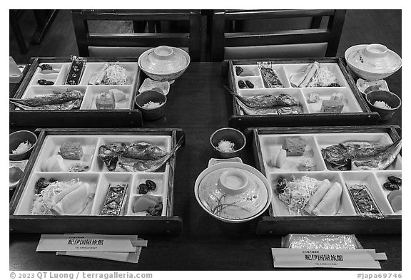 Japanese-style breakfast trays, Fujisawa. Japan