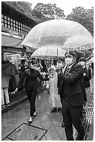 Visitors with umbrellas. Enoshima Island, Japan ( black and white)
