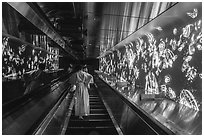 First Luminous Way escalator. Enoshima Island, Japan ( black and white)