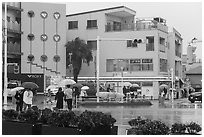 Beachfront street on a rainy day. Fujisawa, Japan ( black and white)