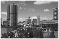 Park and river, Toyosu. Tokyo, Japan ( black and white)