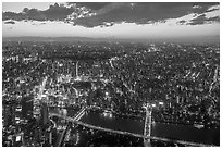 City view from above at twilight, Asakusa. Tokyo, Japan ( black and white)