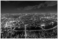 City view from above at night, Taito. Tokyo, Japan ( black and white)