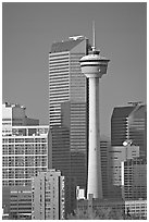Calgary tower and skyline, late afternoon. Calgary, Alberta, Canada (black and white)