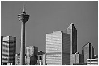 Calgary tower and skyline, late afternoon. Calgary, Alberta, Canada (black and white)