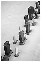 Tombstones in snow. Calgary, Alberta, Canada (black and white)