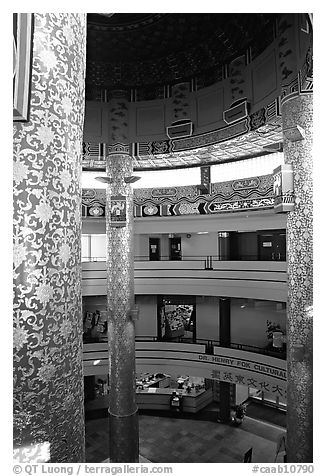Inside the Chinese cultural center. Calgary, Alberta, Canada (black and white)