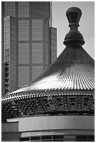 Dome of the Chinese cultural center. Calgary, Alberta, Canada (black and white)