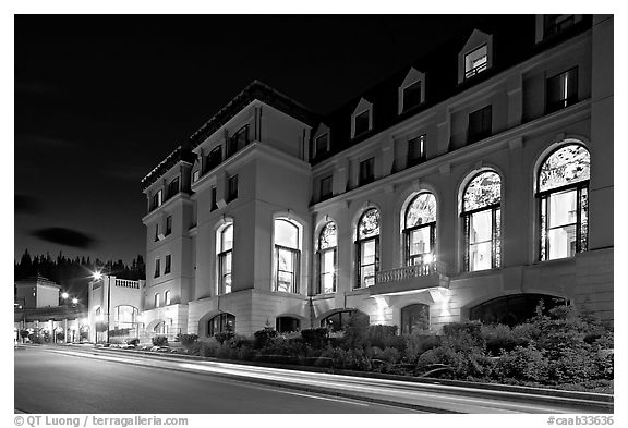 Chateau Lake Louise at night. Banff National Park, Canadian Rockies, Alberta, Canada