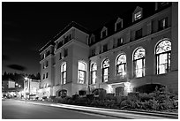 Chateau Lake Louise at night. Banff National Park, Canadian Rockies, Alberta, Canada ( black and white)