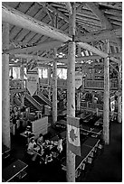 Dinning hall in Ten Peaks lodge. Banff National Park, Canadian Rockies, Alberta, Canada ( black and white)