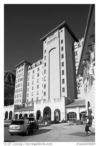 Checking in Chateau Lake Louise hotel. Banff National Park, Canadian Rockies, Alberta, Canada