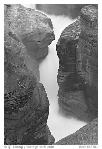 River flowing through narrow slot, Mistaya Canyon. Banff National Park, Canadian Rockies, Alberta, Canada