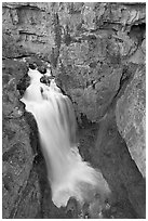 Waterfall of Nigel Creek. Banff National Park, Canadian Rockies, Alberta, Canada ( black and white)