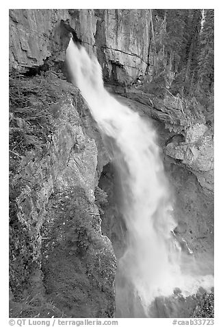 Panther Falls. Banff National Park, Canadian Rockies, Alberta, Canada (black and white)
