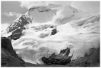 Hanging glacier on Mount Athabasca. Jasper National Park, Canadian Rockies, Alberta, Canada ( black and white)