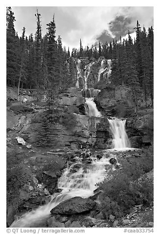 Multi-tiered Tangle Falls. Jasper National Park, Canadian Rockies, Alberta, Canada