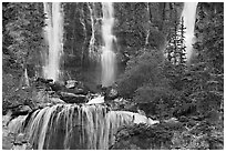 Upper tier of Tangle Falls. Jasper National Park, Canadian Rockies, Alberta, Canada (black and white)