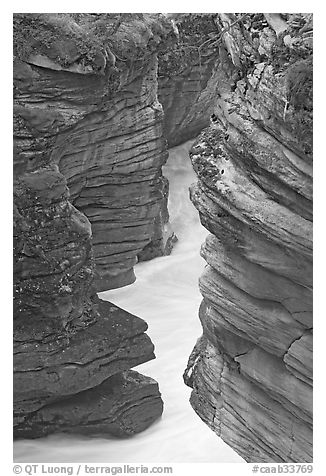 Narrow canyon at the base of Athabasca Falls. Jasper National Park, Canadian Rockies, Alberta, Canada