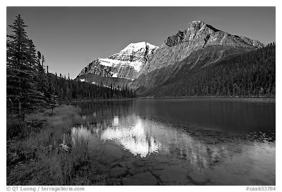 Cavell Lake and Mt Edith Cavell, early morning. Jasper National Park, Canadian Rockies, Alberta, Canada