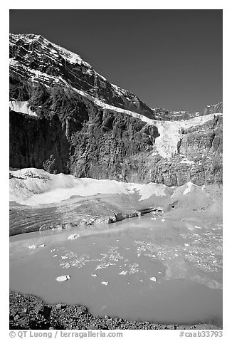 Turquoise glacial lake below Mt Edith Cavell, morning. Jasper National Park, Canadian Rockies, Alberta, Canada