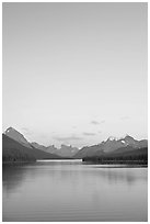 Maligne Lake, sunset. Jasper National Park, Canadian Rockies, Alberta, Canada (black and white)