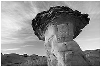 Caprock, early morning, Dinosaur Provincial Park. Alberta, Canada (black and white)