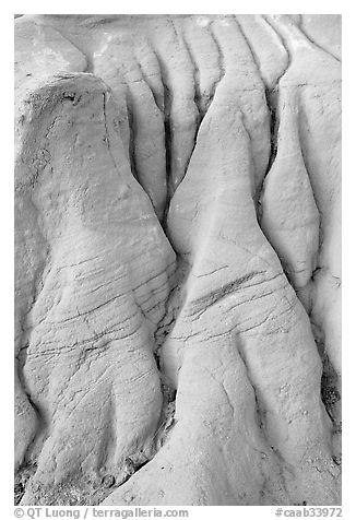 Eroded mudstone, Dinosaur Provincial Park. Alberta, Canada (black and white)