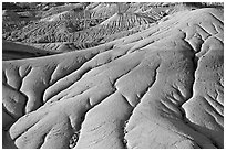 Erosion patters in mud, Dinosaur Provincial Park. Alberta, Canada ( black and white)