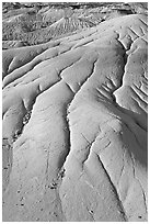 Patterns of mudstone erosion, Dinosaur Provincial Park. Alberta, Canada (black and white)