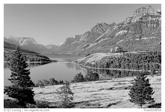 Waterton Lakes. Waterton Lakes National Park, Alberta, Canada (black and white)