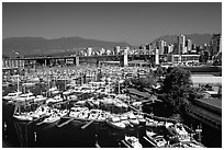 Small boat harbor on False Creek. Vancouver, British Columbia, Canada (black and white)