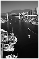 False Creek and Burrard Bridge. Vancouver, British Columbia, Canada ( black and white)