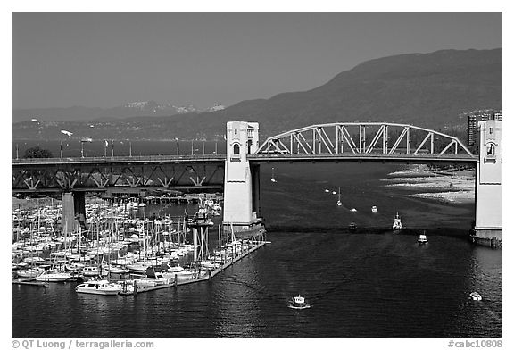 Burrard Bridge and mountains. Vancouver, British Columbia, Canada