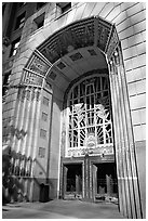 Art Deco entrance, 255 Burrard Street. Vancouver, British Columbia, Canada (black and white)