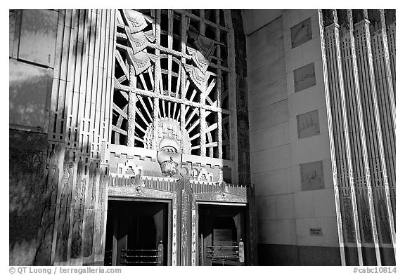 Ornate art deco Marine Building entrance. Vancouver, British Columbia, Canada