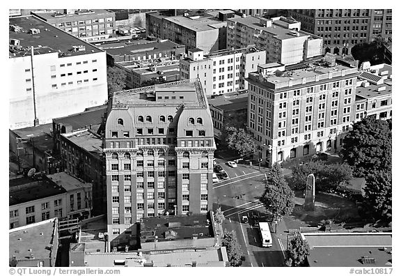 Downtown seen from the Harbor Center tower. Vancouver, British Columbia, Canada (black and white)