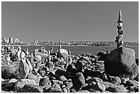 Balanced rocks, Stanley Park. Vancouver, British Columbia, Canada ( black and white)