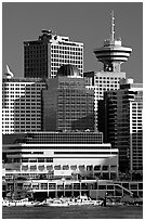 Harbor center, late afternoon. Vancouver, British Columbia, Canada (black and white)