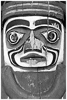 Totem detail, Stanley Park. Vancouver, British Columbia, Canada (black and white)