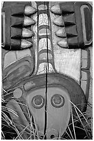 Totem detail, Stanley Park. Vancouver, British Columbia, Canada (black and white)