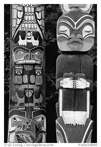 Two Totem sections, Stanley Park. Vancouver, British Columbia, Canada