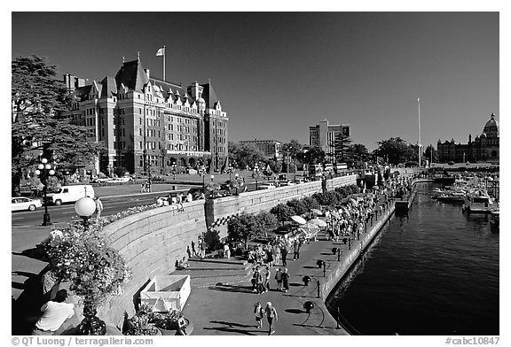 Inner harbor quay and Empress hotel. Victoria, British Columbia, Canada